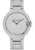 Cartier Ballon Bleu de Cartier Watch - Large White Gold Diamond Case - Diamond Paved Dial - Diamond Bracelet - HPI00582